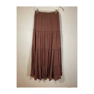 Princess Polly Miriah Brown Tiered Maxi Skirt